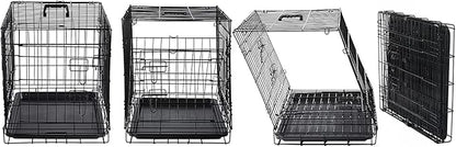 DONORO Dog Crates for Small Size Dogs Indoor Double Door Dog Kennels & Houses for Puppy and Cats, Collapsible Metal Contour Dog Cages (42-Inch Kit)