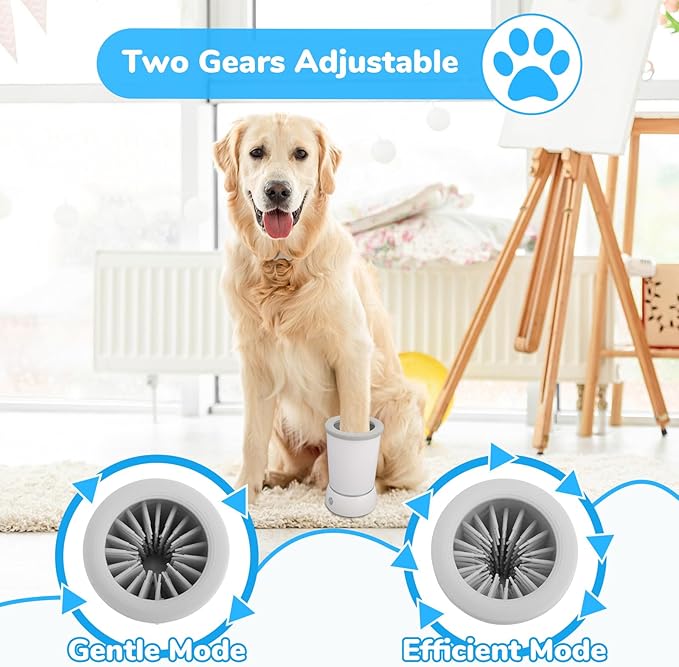 Dog Washer, Electric Dog Foot Washer with Two Speeds, Portable USB Rechargeable Dog Cleaner Cup, Automatic Cleaner for Dogs Small Medium Large Cats (Built in 600mAh Battery)