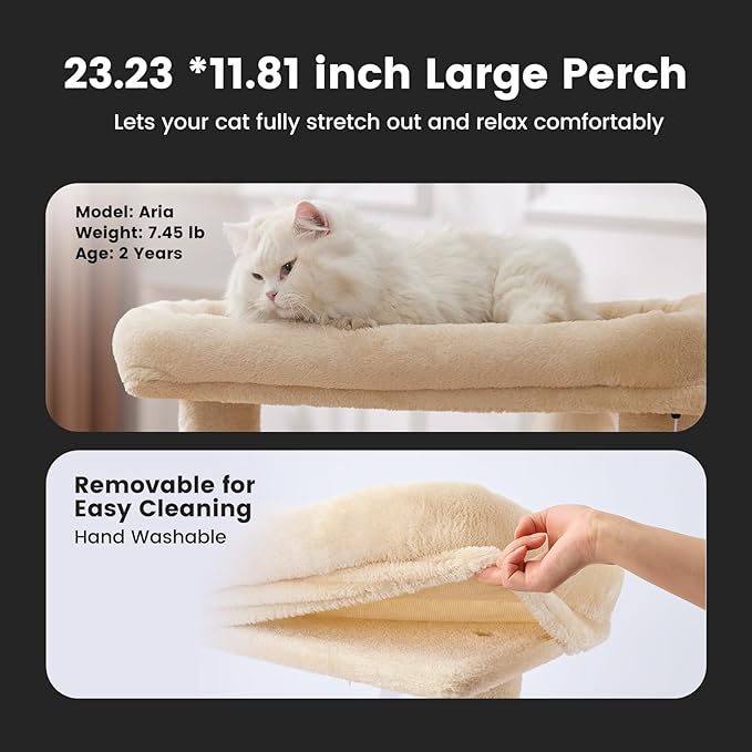 Gardner Pet 41" Tall Cat Tree for Medium-Large Cats, Heavy Duty Cat Tower with 2.8in Posts & Washable Top Perches, Space-Saving Cat Furniture for Apartments, Easy to Assembly