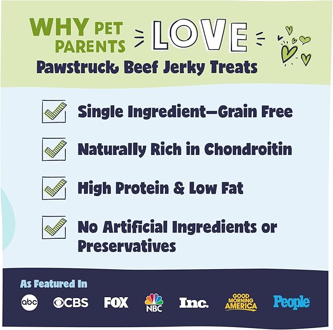 Pawstruck Premium Beef Jerky Dog Treat Chews, Large 10" Strips  Supports Hip & Joint Health, Rich in Glucosamine & Chondroitin, No Added Preservatives  15 Count