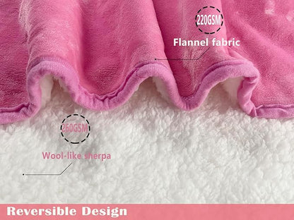 Bucephalus Waterproof Dog Blanket, Thick Reversible Soft Pet Blankets for Couch Bed Protection, Pee Proof Sherpa Fleece Blanket for Small Medium Large Dogs Puppy Cats Washable (Pink,50"_60")