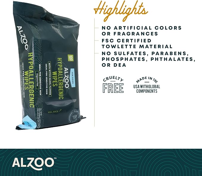 Grooming Hypoallergenic Wipes for Dogs, 100% Plant-Based Active Ingredients, 100 Count