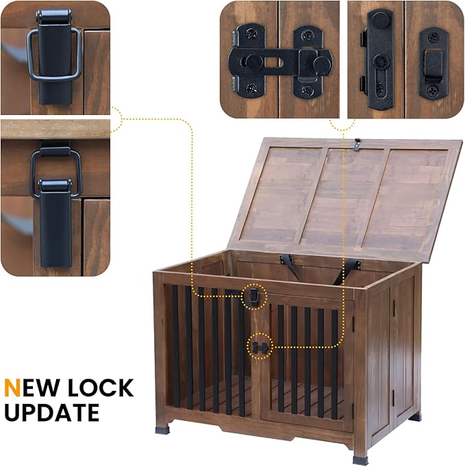 Wooden Dog Crate Furniture,Foldable and Portable Dog Kennel Furniture Indoor,Decorative Dog Crate End Table No Assembly.(Large,Maroon)