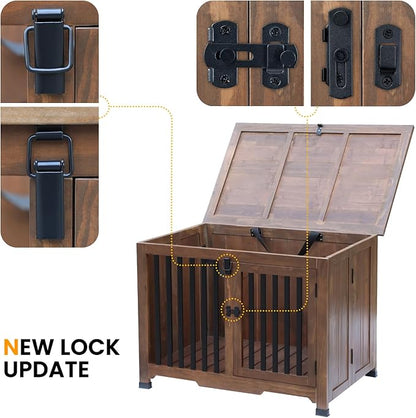 Wooden Dog Crate Furniture,Foldable and Portable Dog Kennel Furniture Indoor,Decorative Dog Crate End Table No Assembly.(Large,Maroon)