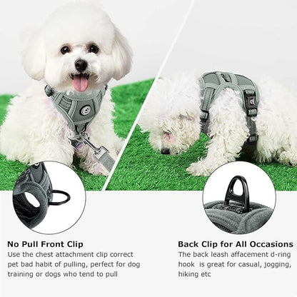 Dog Harness Small Sized Dog, No Pull Pet Harness with 2 Leash Clips, Adjustable Soft Padded Dog Vest Harnesses, Reflective No-Choke Pet Oxford Vest
