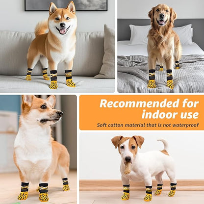 Reflective Dog Socks to Prevent Licking Paws, Dog Paw Protector, Hardwood Floors Anti Slip, Non Slip Dog Socks with Grippers, Dog Booties and Paw Protectors for Indoor Use - Size Small