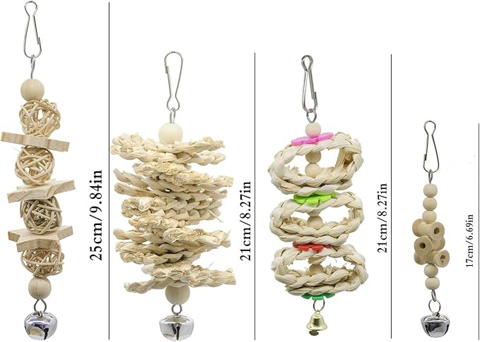 Deloky 7 Packs Bird Parrot Swing Chewing Toys-Hanging Bell Bird Cage Toys Suitable for Small Parakeets, Cockatiels, Conures, Finches,Budgie,Macaws, Parrots, Love Birds