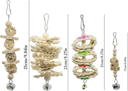 Deloky 7 Packs Bird Parrot Swing Chewing Toys-Hanging Bell Bird Cage Toys Suitable for Small Parakeets, Cockatiels, Conures, Finches,Budgie,Macaws, Parrots, Love Birds