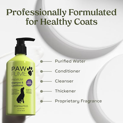 PAWFUME Dog Shedding Shampoo and Conditioner, Royal Lavender, 4-Pack  Nourish & Detangle for Silky Soft Coat  Probiotic, Deep-Cleaning, pH-Balanced  Salon-Quality Shedding Shampoo for Dogs