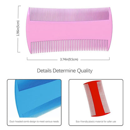 Double-Sided Pet Grooming Comb Set, 6-Pack Flea and Lice Combs with Rounded Teeth, Professional Dematting Tool for Pets