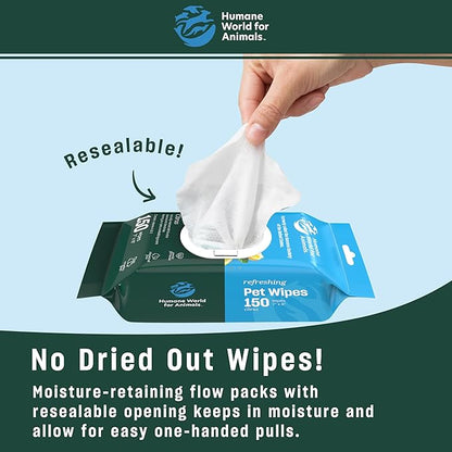 Humane World Pet Wipes - 450 Count, Hypoallergenic, Calming Lavender & Refreshing Citrus - Gentle Cleansing for Dogs & Cats