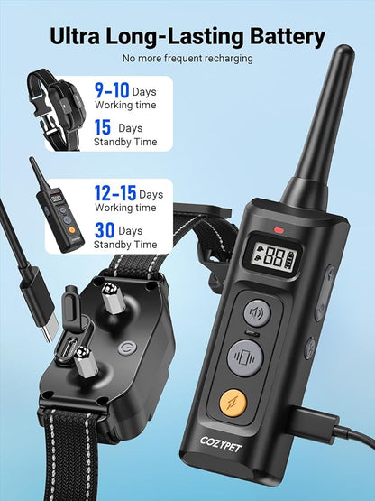 Dog Shock Collar with Remote Control - Rechargeable Dog Training Collar Electric Shock Collar for Dogs 60-100 lbs Waterproof with 3 Training Modes for Small Medium Large Dogs