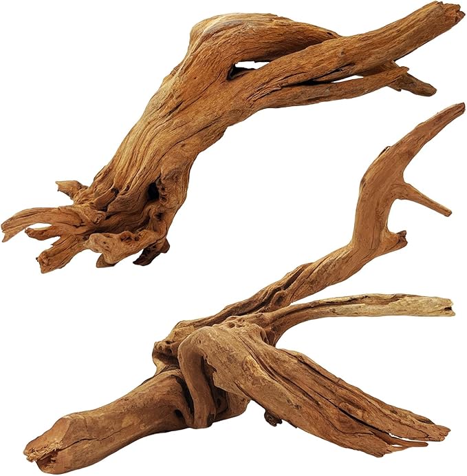 2 Pcs Natural Large Driftwood for Aquarium, Aquarium Driftwood Freshwater 12-16 Inch, Assorted Size Mopani Wood, Twisted Branches for Fishtank Accessories, Reptile Terrariums Decorations