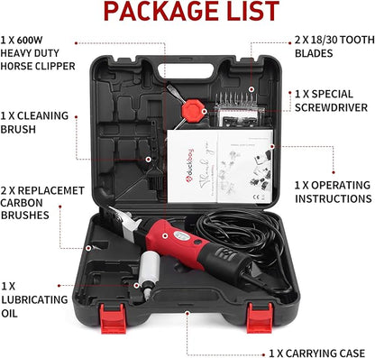 DUCKBOY Heavy Duty Clippers for Thick Coats Animals, 600W Professional Electric Shearing Machine for Horse Pony Cattle and Large Dogs Livestocks Grooming, 6 Speed & 2 Detachable Shearing Blades