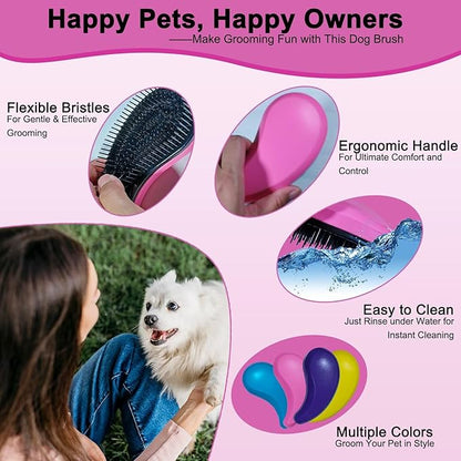 Puppy Brush for Small Dogs - Soft Dog Brush - Perfect Yorkie, Shih Tzu, Maltipoo & Maltese Grooming - Gentle Hair Remover for Easy Pet Grooming at Home (Pink)