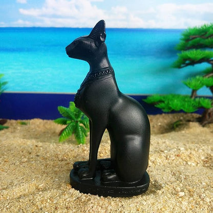 Egypt Bastet Cat Decorations Statue Aquarium Ancient Egyptian Fish Tank Reptile Turtle Lizard Spider Tanks Terrarium Temple Decor Ornament Pet Black