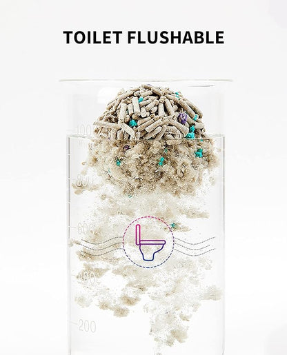 PETKIT Mixed Cat Litter Fast Clumping,Flushable,Ultra Absorbent, 100% Natural Ingredients Litter,Water Dissolvable,Really Dust-Free,Low Tracking Bentonite Tofu Litter ( 7.9 lb×4 Bags)