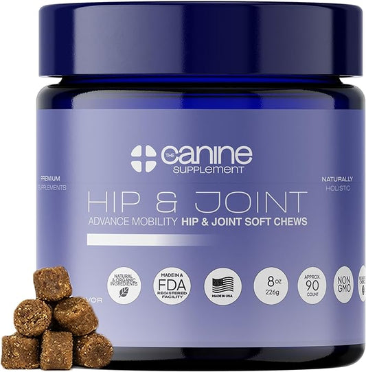 Joint Support for Dogs | Soft Chews with Glucosamine, Chondroitin, MSM & Turmeric | Helps Mobility, Flexibility & Pain Relief | Roasted Peanut Flavor, 90 Count