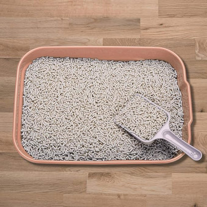 Kitty Litter Box Starter Kit - Small Cat Litter Pan Without Lid, Litter Mat, Scoop and Bowl for Kitten Within 3 Months (PinkScoop Set)