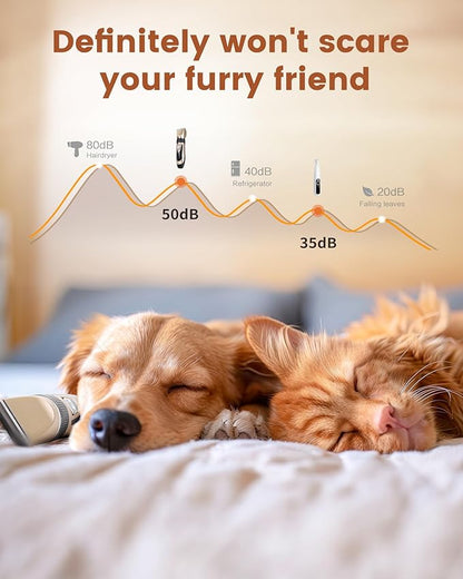 2 in 1 Dog Grooming Kit, Low Noise Rechargeable Dog Clippers for Grooming, Cordless Dog Grooming Clippers and Dog Paw Trimmer, Dog Shavers for Grooming Small Dogs Cats Animals