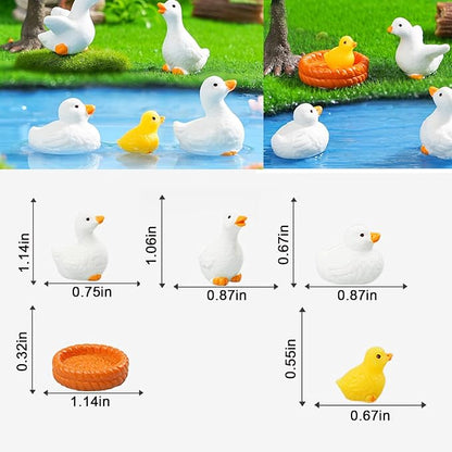 48pcs Mini Resin Animal Styles Tiny Resin Animals The Little Chicken Family Rabbit, Sheep, Cow, Big Duck, Yellow Duck, Duck, Egg, Chicken coop