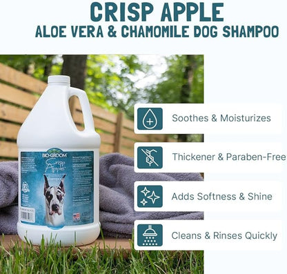 Bio-Groom Crisp Apple Dog Shampoo – Natural Scent Pet Shampoo, Aloe Vera, Chamomile, Cat & Dog Bathing Supplies, Puppy Wash, Cruelty-Free, Made in USA, Quick Rinse Cat Shampoo – 1 Gallon