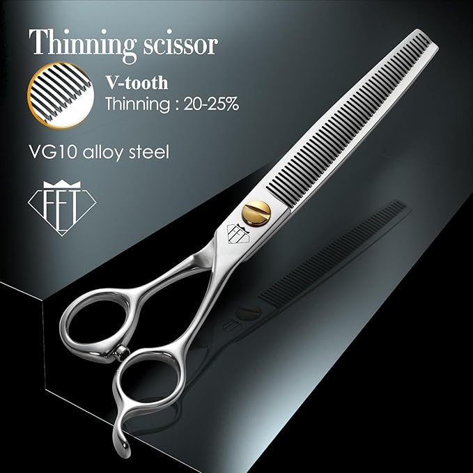 Dog Grooming Scissors: 7.0" Pet Shears Made Of Japanese VG10 Advanced Stainless Steel Professional Grooming Scissors for Dogs Cats and Other Pets