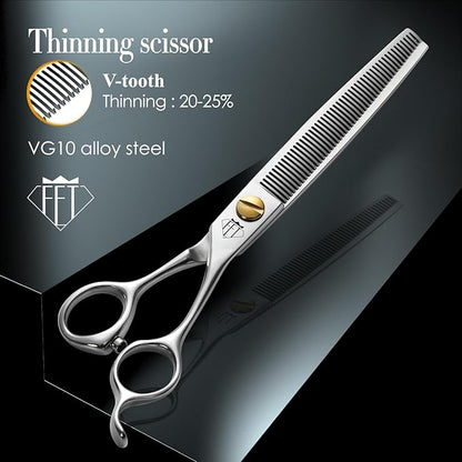 Dog Grooming Scissors: 7.0" Pet Shears Made Of Japanese VG10 Advanced Stainless Steel Professional Grooming Scissors for Dogs Cats and Other Pets