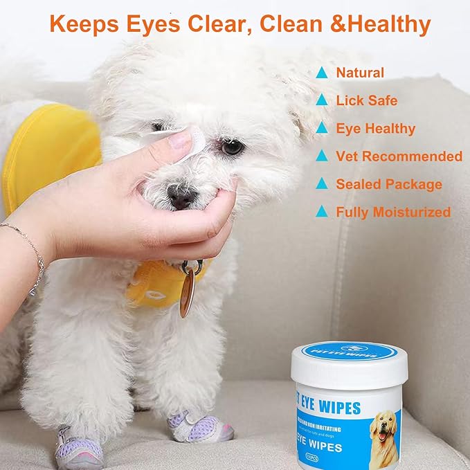 Pet Eye Wipes For Dogs, Natural Dog Wipes for Paws and Eyes,Gentle and Safe Dog Wipes Cleaning for Remove Tear Stains and Mucus, Dog Eye Wipes and Cleaning Wipes for Dog, Cat, furry animals 130 pcs