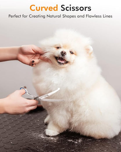 6-in-1 Dog Grooming Scissors - Professional Stainless Steel Hair Cutting Kit with Safety Rounded Tips, Ergonomic Soft-Grip Handles for Small & Large Dogs, Cats