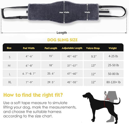 Dog Sling for Large Dogs Hind Leg Support, Magic Tape Dog Lift Harness, Soft Dog Support Harness for Back Legs, Hip Support Harness to Help Senior, Injured, Disabled and After ACL Surgery