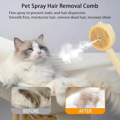 3-in-1 Steam Brush For Catsï¼_ndoor Dog Grooming Shedding Defur Combï¼_or Long And Short Haired Pets Spray Hair Removal Comb  Includes Cleaning Waterless Shampoo