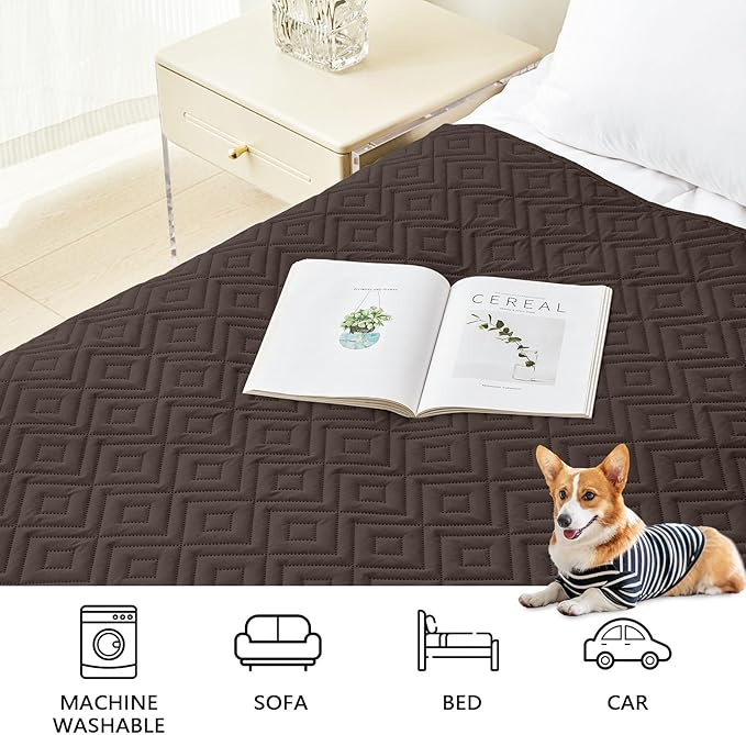 hyha Waterproof Dog Blanket, Soft Pet Bed Blankets, Waterproof Sofa Couch Cover for Dogs Washable, Reversible Pet Couch Covers for Sofa Furniture (82x102 Inch, Chocolate/Dark Grey)