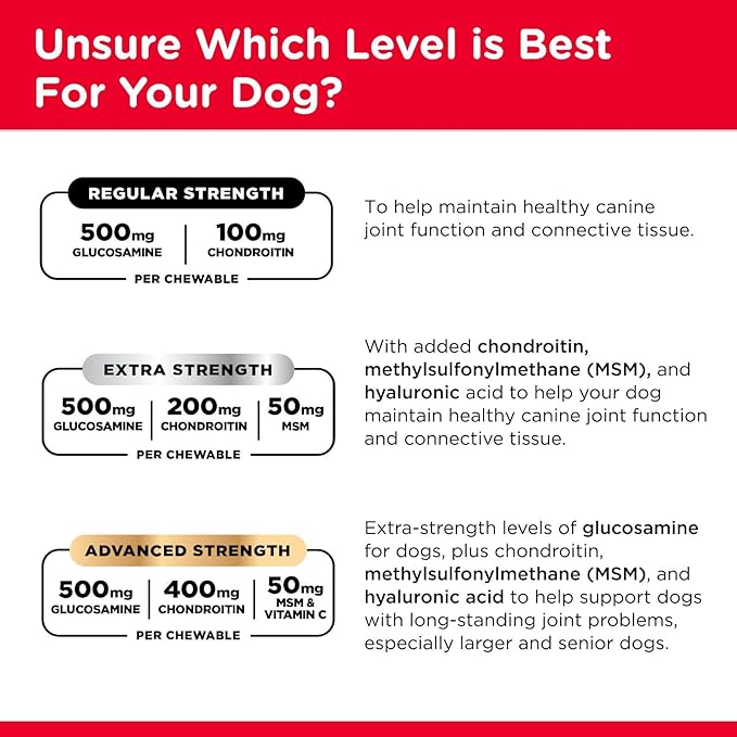 Nutri-Vet Advanced Strength Hip & Joint Supplement for Dogs, Puppy Supplements, Dog Joint Supplement, Contains 500mg of Glucosamine, 400mg of Chondroitin, 50mg of MSM, Puppy Essentials, 300 Tablets