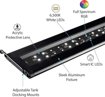 CURRENT USA 48-60" Inch Satellite Freshwater LED Plus Full Spectrum RGB+W Light for Aquariums | Wireless 24 Hour Remote Control Fish Tank Lighting (4508)