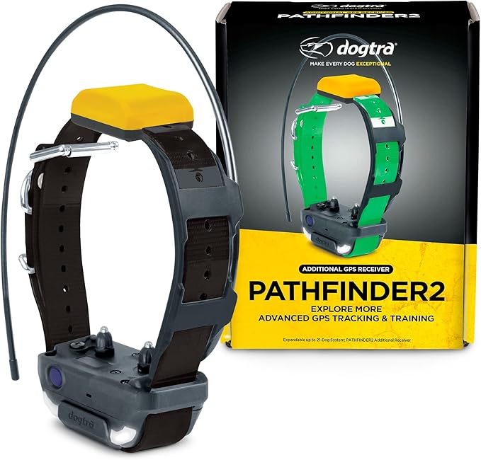 Dogtra Pathfinder 2 Additional Receiver Dog GPS Tracker e Collar Black LED Light No Monthly fees Free App Waterproof Smartwatch Control Satellite Real Time Tracking Long Range Smartphone Required