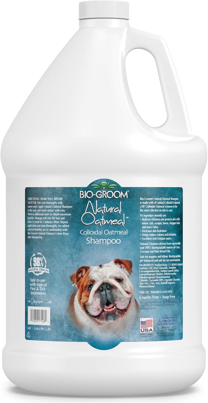 Bio-Groom Oatmeal Dog Shampoo  for Allergies and Itching, Cruelty-Free, Dog Bathing Supplies, Puppy Shampoo for Sensitive Skin, Made in USA, Anti-Itch Dog Products  1 Gallon
