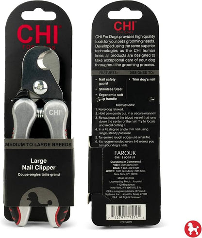 CHI For Dogs Nail Clipper For Large Dogs | Stainless Steel Nail Trimmer For Dogs, Clear