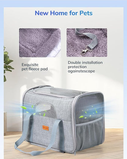 Morpilot Dog Carrier with Wheels Pet Carrier Airline Approved, Cat Carrier with Wheels Large for 2 Cats, Rolling Puppy Stroller Detachable and Foldable Pet Travel Bag Gray