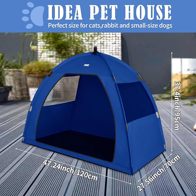 Cat Tent Outdoor House and Dog House Outdoor, Cat and Dog Waterproof Tent House, Outdoor Dog Bed Washable, Indoor/Outdoor Cave Nest Bed Small Dog Tent for Cat, Bunny (Navy Blue, Extra Large)