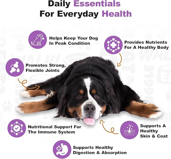 Doggie Dailies 5 in 1 Multivitamin for Dogs, Dog Multivitamin for Skin and Coat Health, Joint Health, Improved Digestion, Antioxidants, Support a Healthy Immune System (Peanut Butter) 225 Soft Chews