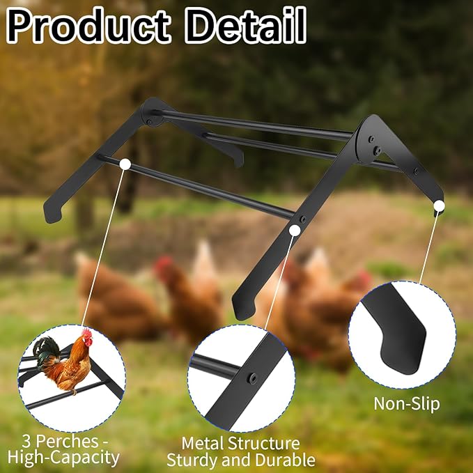 Adjustable Chicken Perch for Coop, Chicken Perches Roosting Bar, Metal Chick Roosting Bars for Brooder, Chicken Roosting Perch, Baby Chick Toys Training Perches for Hens Birds, Black