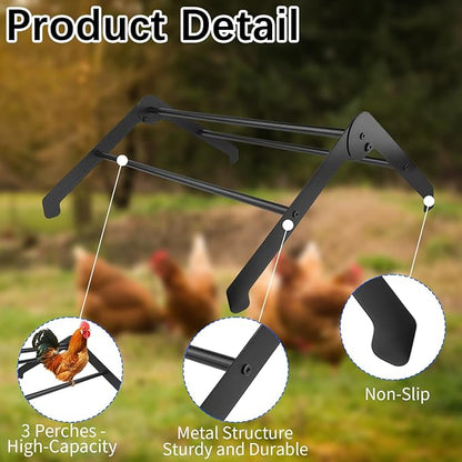 Adjustable Chicken Perch for Coop, Chicken Perches Roosting Bar, Metal Chick Roosting Bars for Brooder, Chicken Roosting Perch, Baby Chick Toys Training Perches for Hens Birds, Black