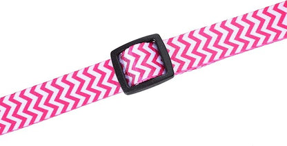 Mile High Life Dog Collar | Cute Puppy Collars | Lightweight Girl Dog Collar | Soft Boy Dog Collars | w Geometric Ocean Wavy Pattern (Pink, Small)
