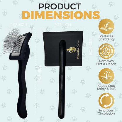 PawsltlveShine Dog Slicker Brush - Grooming Brush for Poodles, Golden Doodle, Labradoodles - Long Hair Dog Brush - Grooming, Dematting, Deshedding - Black, Large
