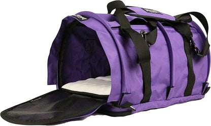 SturdiBag XL Pet Travel Carrier: Flexible Height for Cat and Dog Soft Sided with Safety Clips and Seatbelt Straps | Purple, 20" x 16" x 12" (PN: SB3-PRO-P)