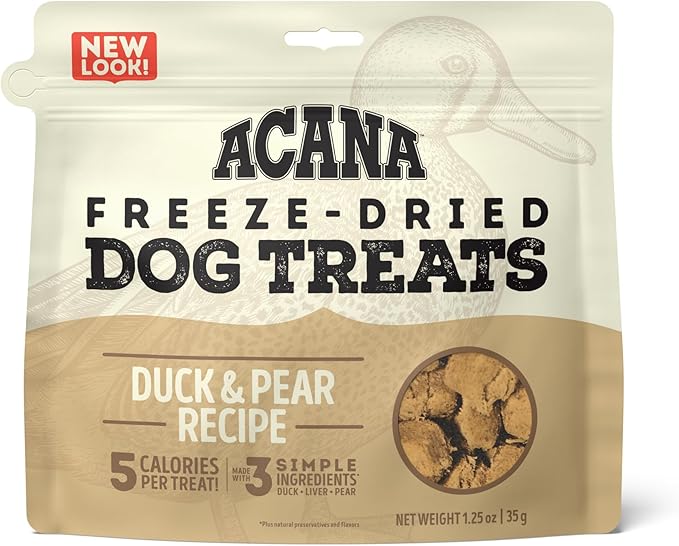 Singles Freeze Dried Dog Treats, Limited Ingredient Grain Free Duck & Pear Recipe, 1.25oz