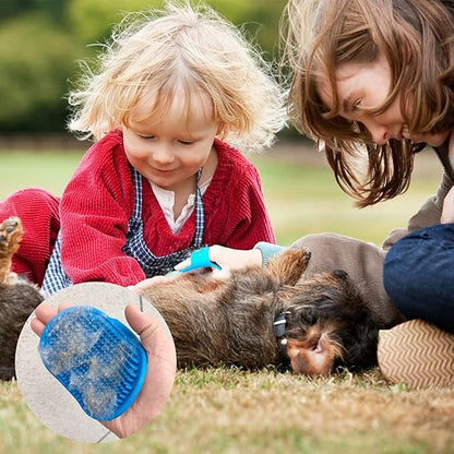 2 Pack Dog Grooming Brush - Dog Cat Bath Soothing Massage Rubber Brush - Pet Bath Brush with Adjustable Ring Handle Suitable for Long Short Haired Pet, Green