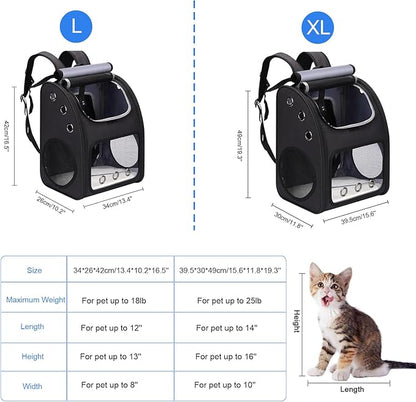 Expandable Pet Carrier Backpack for Cats, Dogs and Small Animals, Portable Pet Travel Carrier, Super Ventilated Design, Airline Approved, Ideal for Traveling/Hiking/Camping, Black, XL