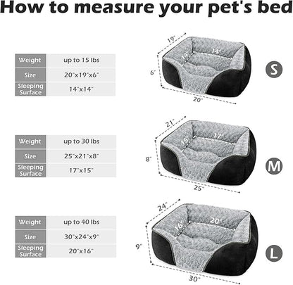 INVENHO Large Dog Bed Rectangle Washable Orthopedic Soft Calming Sleeping Durable Pet Cuddler with Anti-Slip Bottom